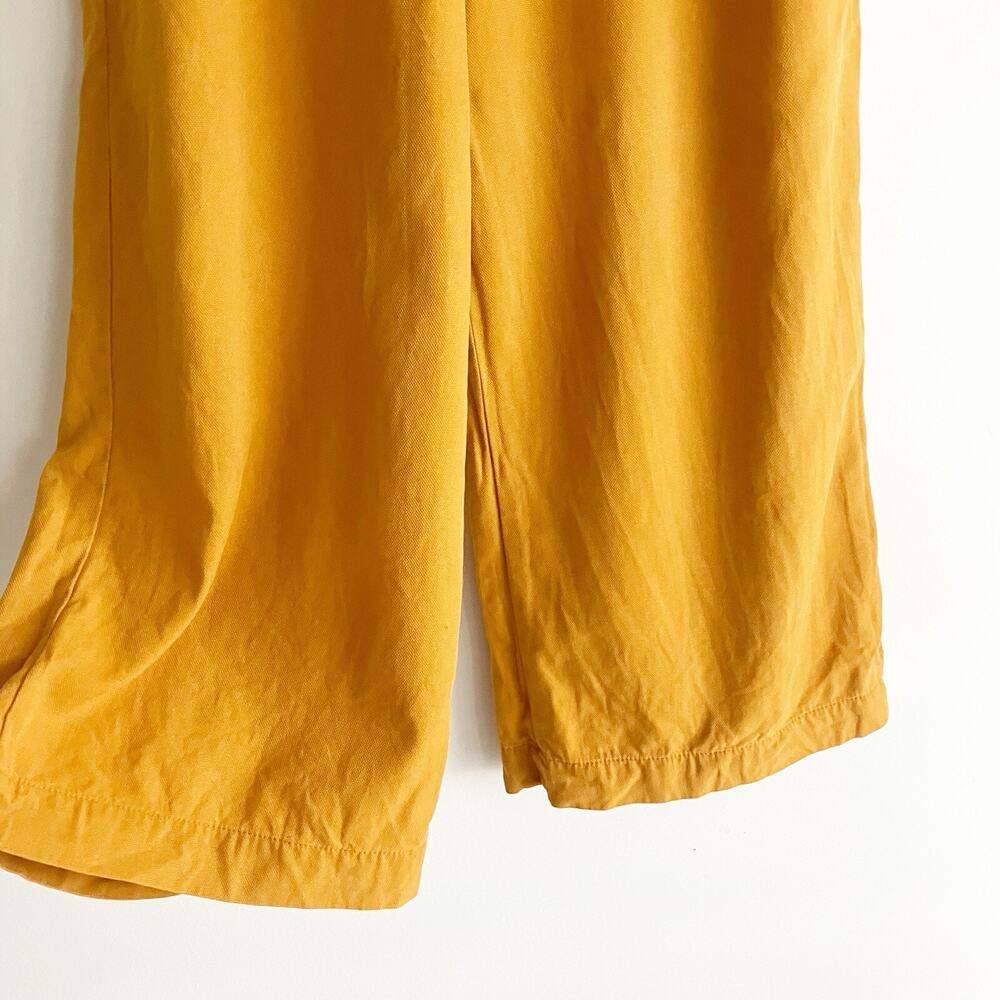 Zara Woman XS Wide Leg Cropped Pants Pockets Ochre Yellow Orange - Picture 5 of 7